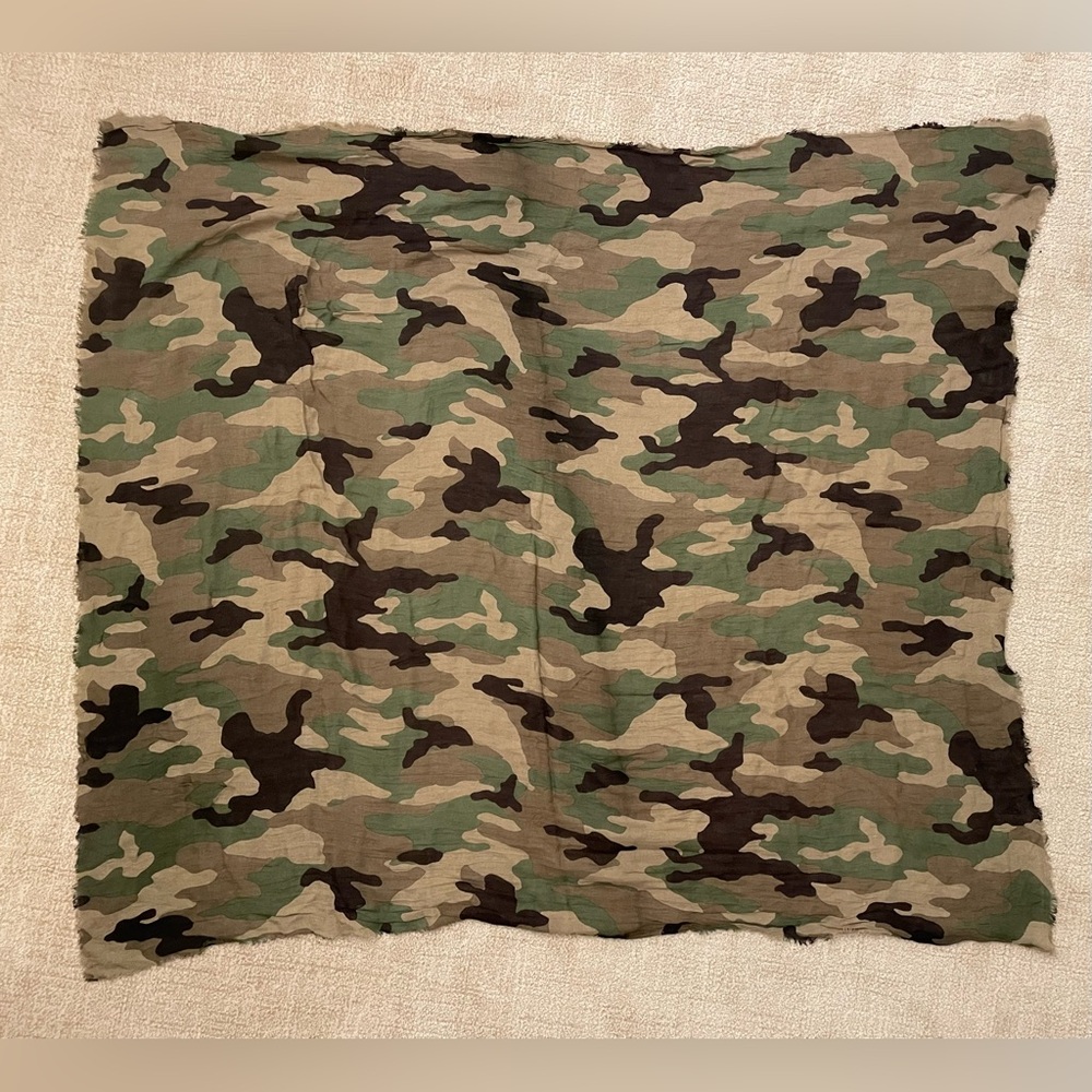 Camouflage Patterned Fashion Scarf or Wrap with Fringe Trim